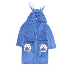 Дитячий банний халат "Зайчик" з мікрофібри, Синій