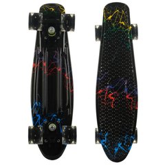 Скейт Пенни Борд (Penny Board) двухстороннего окраса со светящимися колесами, Ночные молнии