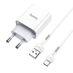 Мережевий зарядний пристрій HOCO C81A USB Asombroso + кабель Type-C