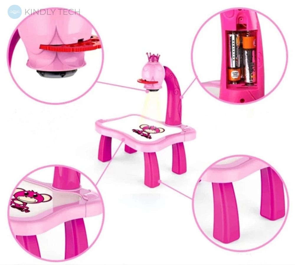 Детский стол для рисования со светодиодной подсветкой, Pink
