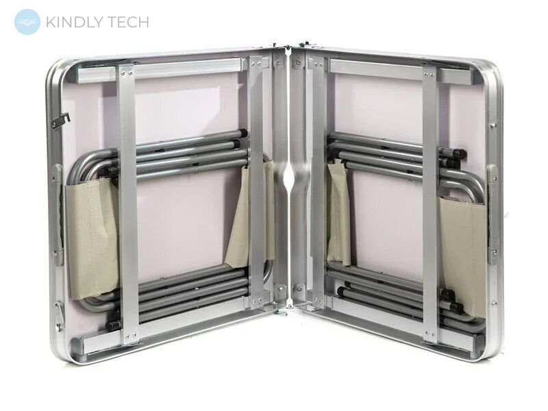 Усиленный раскладной стол чемодан Folding Table для пикника со стульями 120х60х70/55 Коричневый