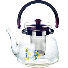Заварник скляний чайник UNIQUE FlorA UN-1184 1.20 л