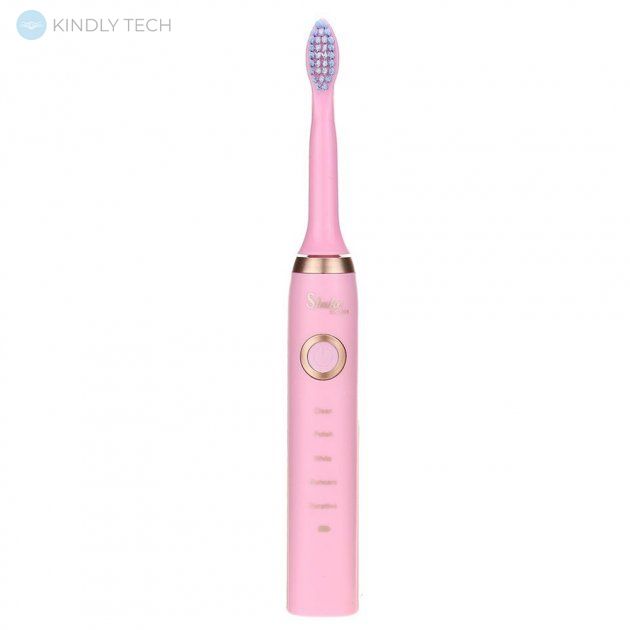 Электрическая зубная щетка Shuke с 4-мя насадками Розовая