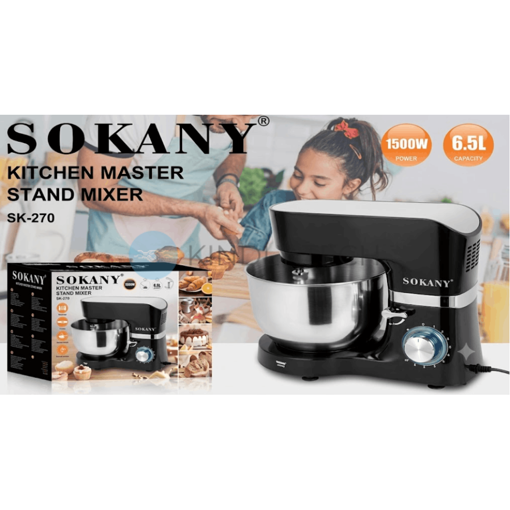 Профессиональный планетарный миксер Sokany SK-270 1500 Вт с чашей 6,5 л.