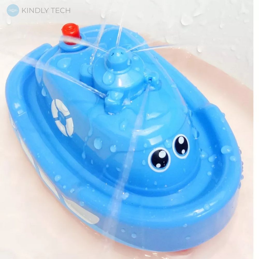 Детская игрушка Кораблик-фонтан для купания Spray Water Boat Toys, Синий
