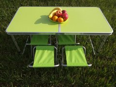 Раскладной стол чемодан Folding Table для пикника со стульями 120х60х70/55 Зеленый