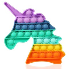Игрушка-антистресс Pop It цвета радуги с множеством пупырок, Единорог