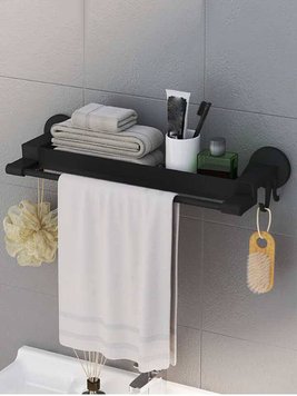 Настенная вешалка для полотенец в ванной комнате Simple Towel Rack YH6614, Черная