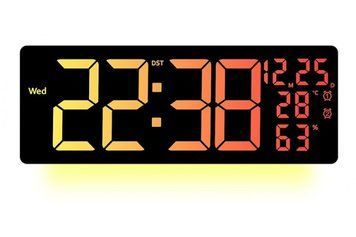 Стильний LED-годинник 6669R RGB настінний/настільний з пультом, календарем і термогігрометром