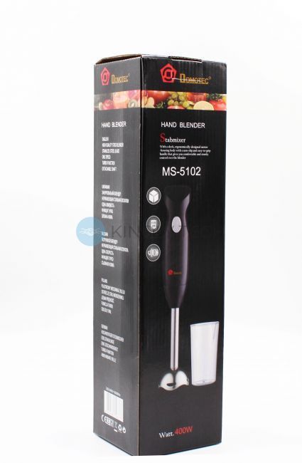 Ручний заглибний блендер зі склянкою Domotec MS-5102 Black /400 Вт