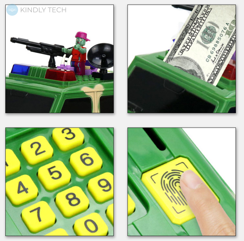 Електронна скарбничка-сейф Машинка LEGO з кодовим замком і сканером відбитка пальця Gelendvagen green
