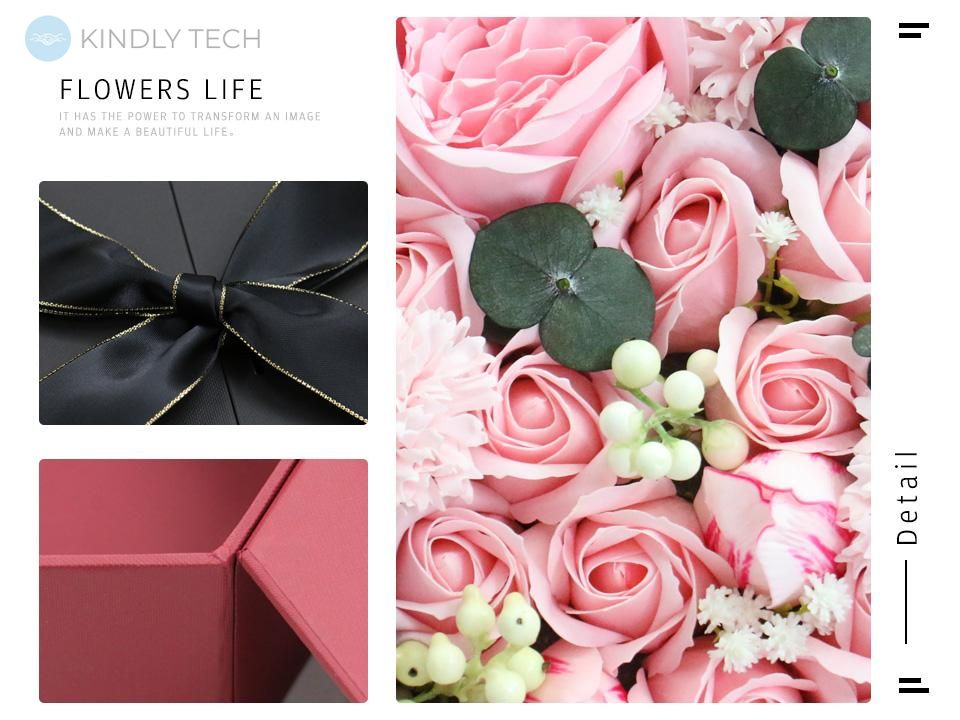 Подарочный набор мыла из красных роз Flower with glass box в черной коробке