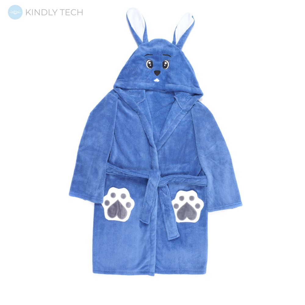 Детский банный халат "Зайчик" из микрофибры, Синий