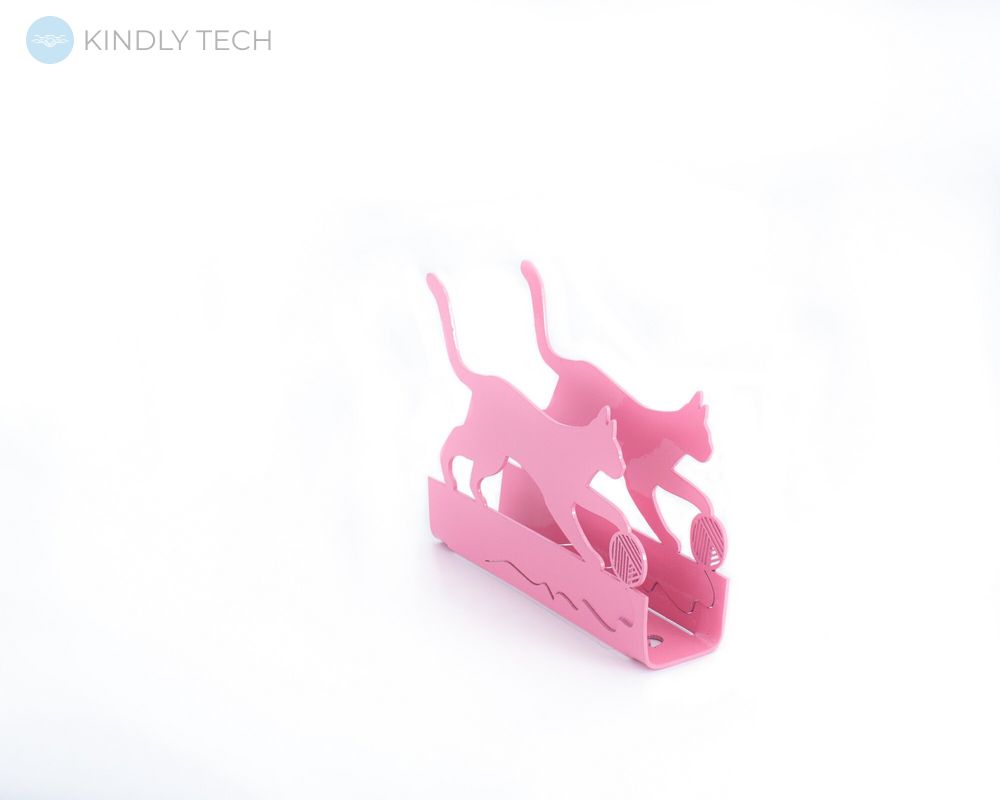 Серветниця «Кішка з клубком ниток», Рожевий