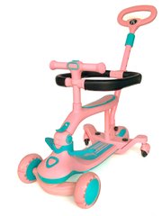 Детский самокат с подсветкой платформы сидения и колес Scooter Розовый
