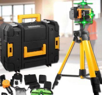 Лазерный нивелир 3D-4D со штативом и аккумулятором 3.7V 5AH