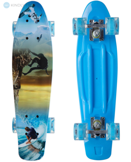Скейт Пенні Борд (Penny Board 881) зі світними колесами, Блакитний
