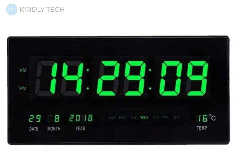 Годинник настінний електронний YX4622 зелене підсвічування