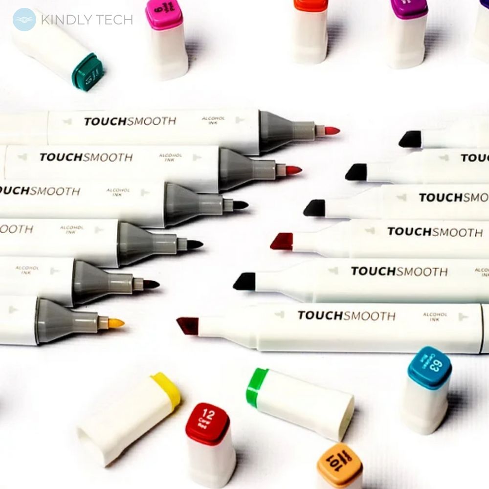 Набір оригінальних двосторонніх маркерів Touch для скетчінга на спиртовій основі 48 штук, White