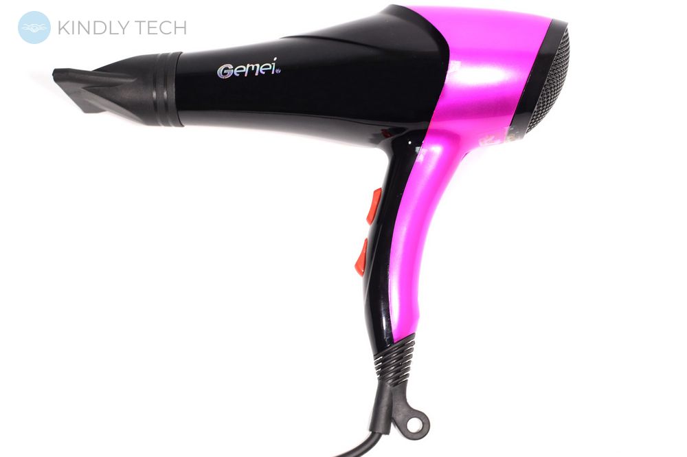 Професійний фен для сушіння волосся GEMEI GM-1766, Чорно-рожевий