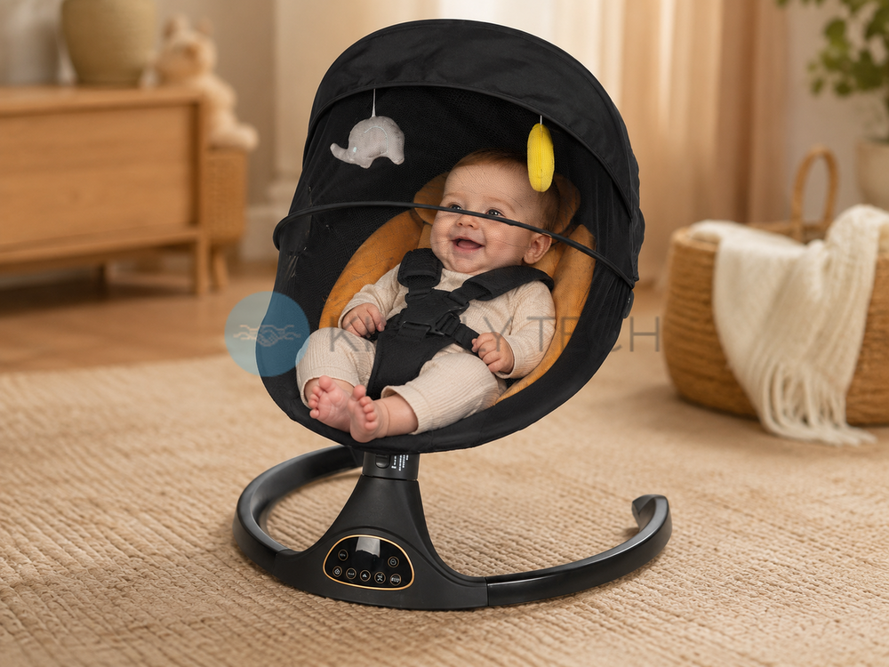 Комфортная детская электрическая люлька-качалка BYM518 3 в 1, Bluetooth, музыка, с рождения до 12 мес.