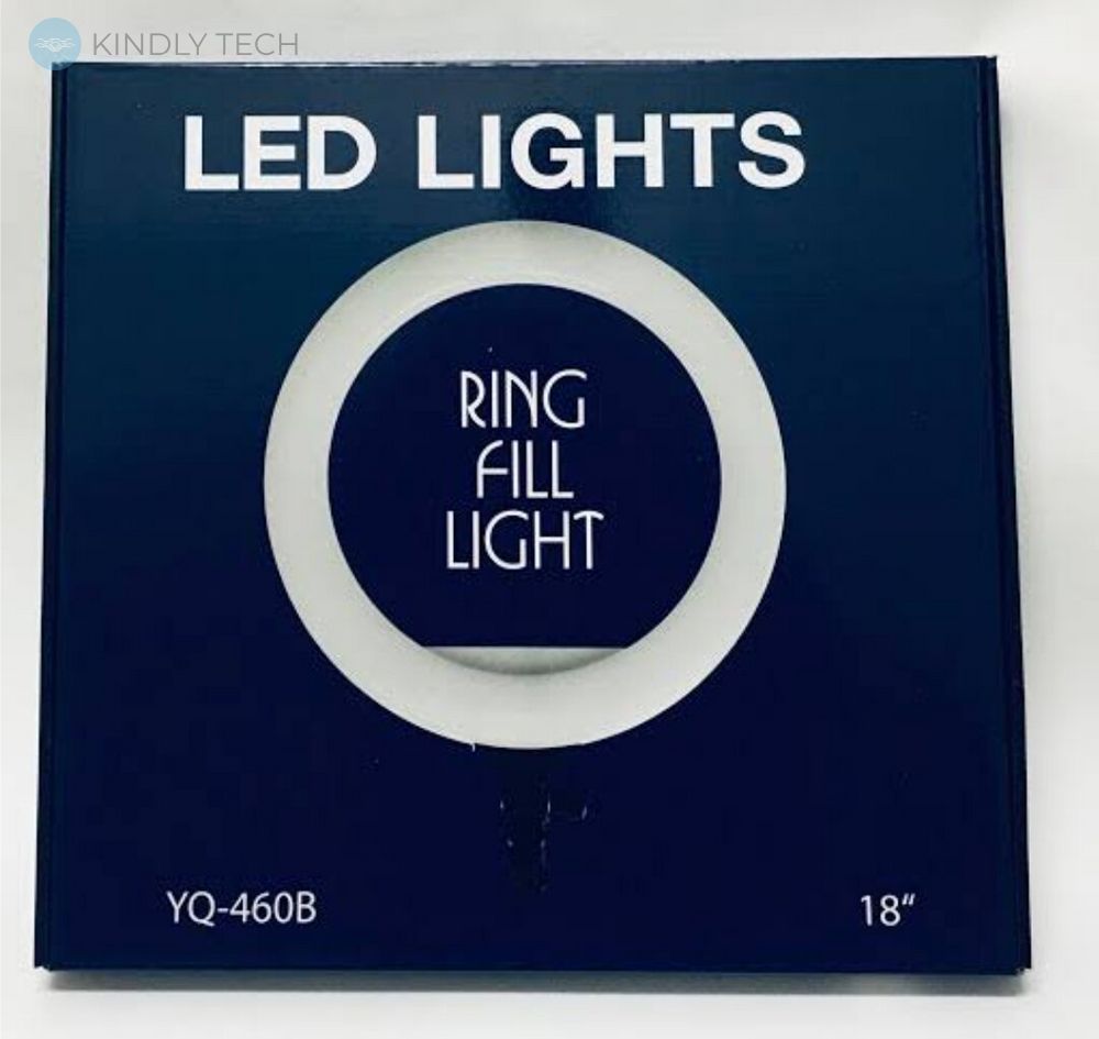 Профессиональная кольцевая LED лампа на три крепления (YQ 460B) диаметр 45см, на дистанционном управлени