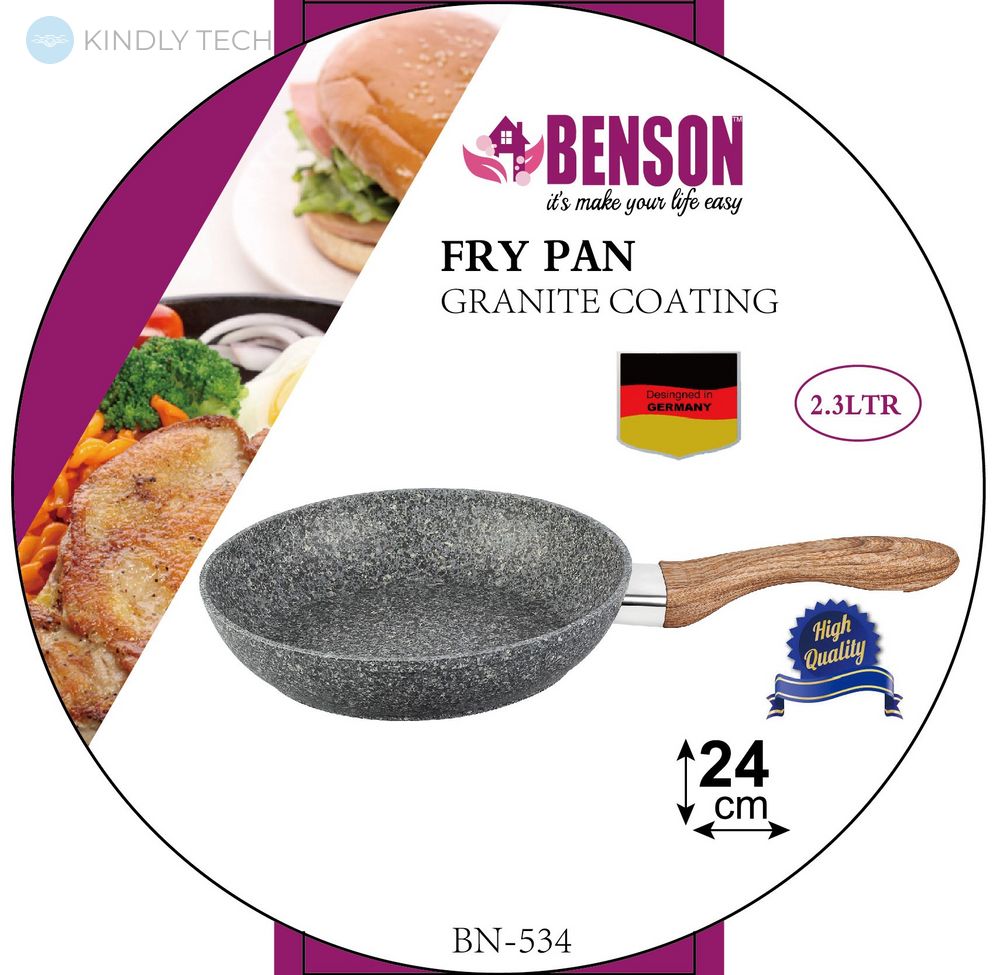 Сковорода з антипригарним гранітним покриттям Benson BN-534 24 х 4.8 см