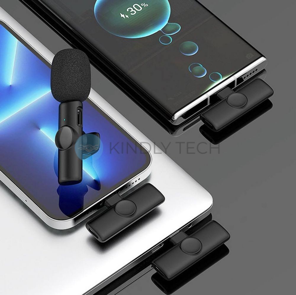 Петличний мікрофон K11 Wireless Lavalier з адаптером Lightning чорний