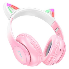 Наушники с ушками Bluetooth HOCO W42 Cat Ear, Розовые