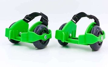 Ролики на пятку двухколесные с раздвижной системой Record Flashing Roller green