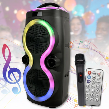 Портативная Bluetooth колонка ZQS6236 2&times;6.5" RGB с беспроводным микрофоном и пультом ДУ