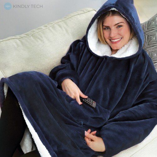 Плед с капюшоном Huggle Ultra Plush Blanket Hoodie Синий