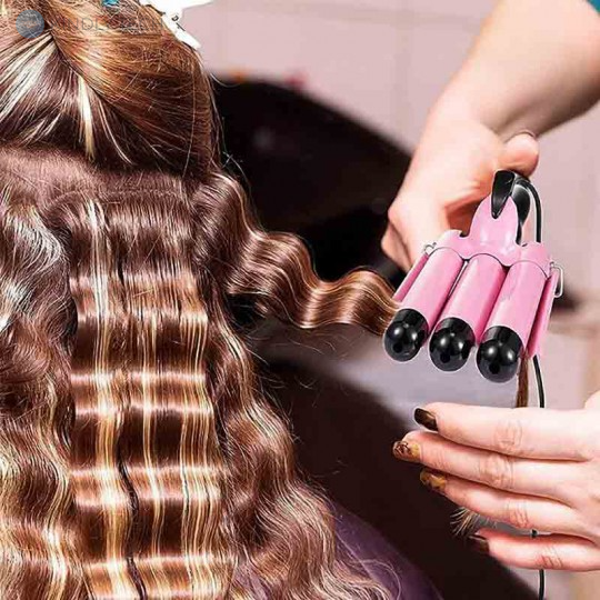 Плойка для волос тройная волна ENZO EN-1967, Розовая