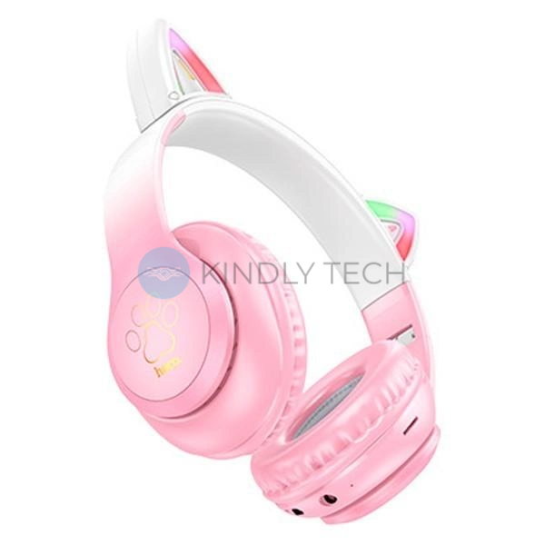 Наушники с ушками Bluetooth HOCO W42 Cat Ear, Розовые