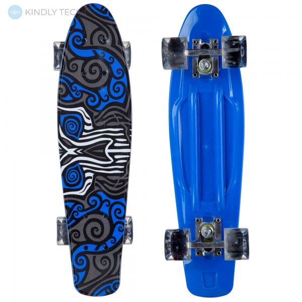 Скейт Пенни Борд (Penny Board 881) со светящимися колесами, Синий