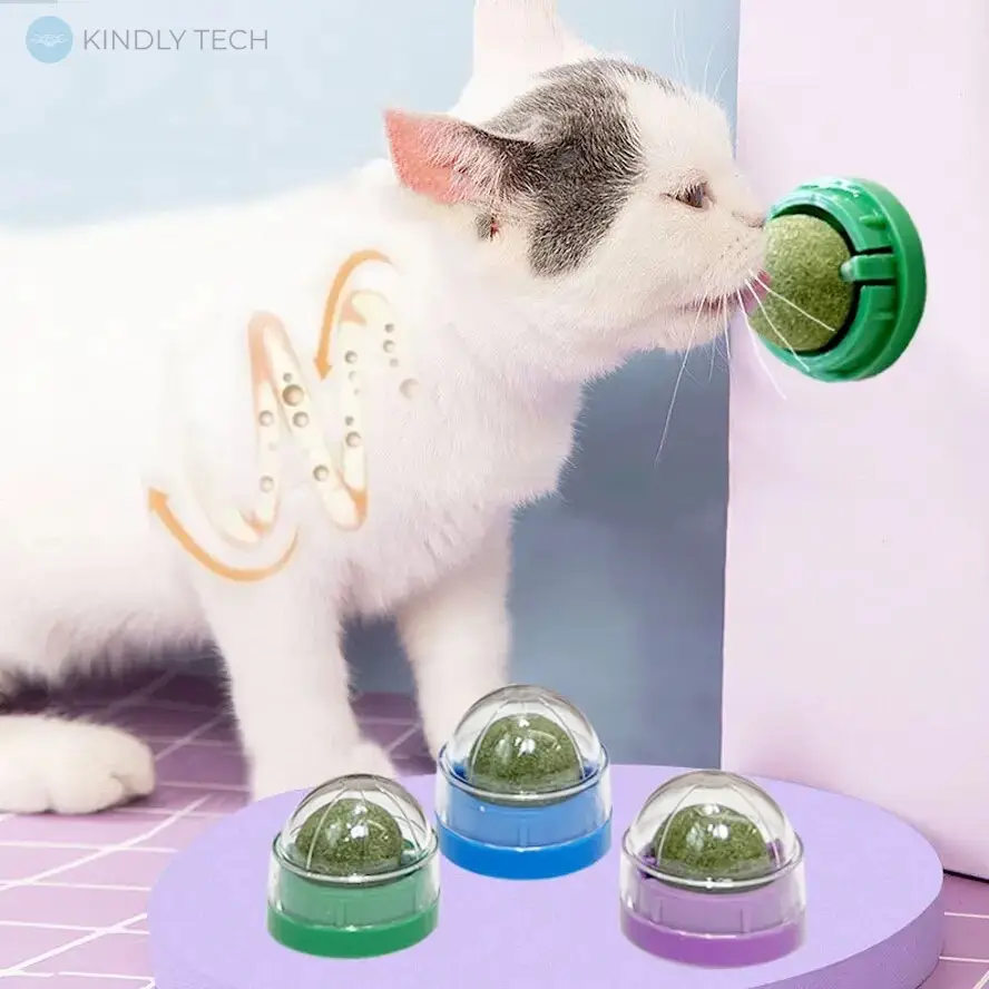 Кошачья мята, липучка для котов с мятой, игрушка для кошек ROTATING CAT MINT BALL - Kindly Tech: Сделай Жизнь Проще