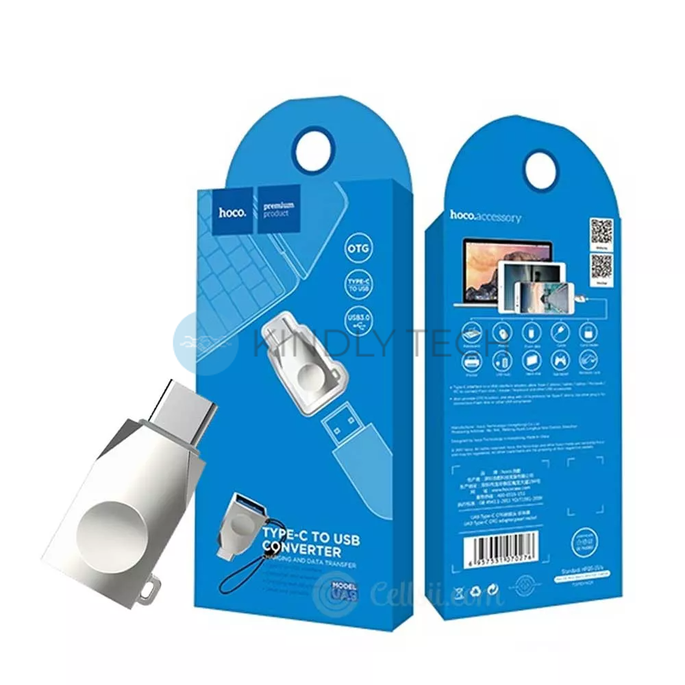 Перехідник USB C To USB &mdash; Hoco UA9 Pearl Nickel