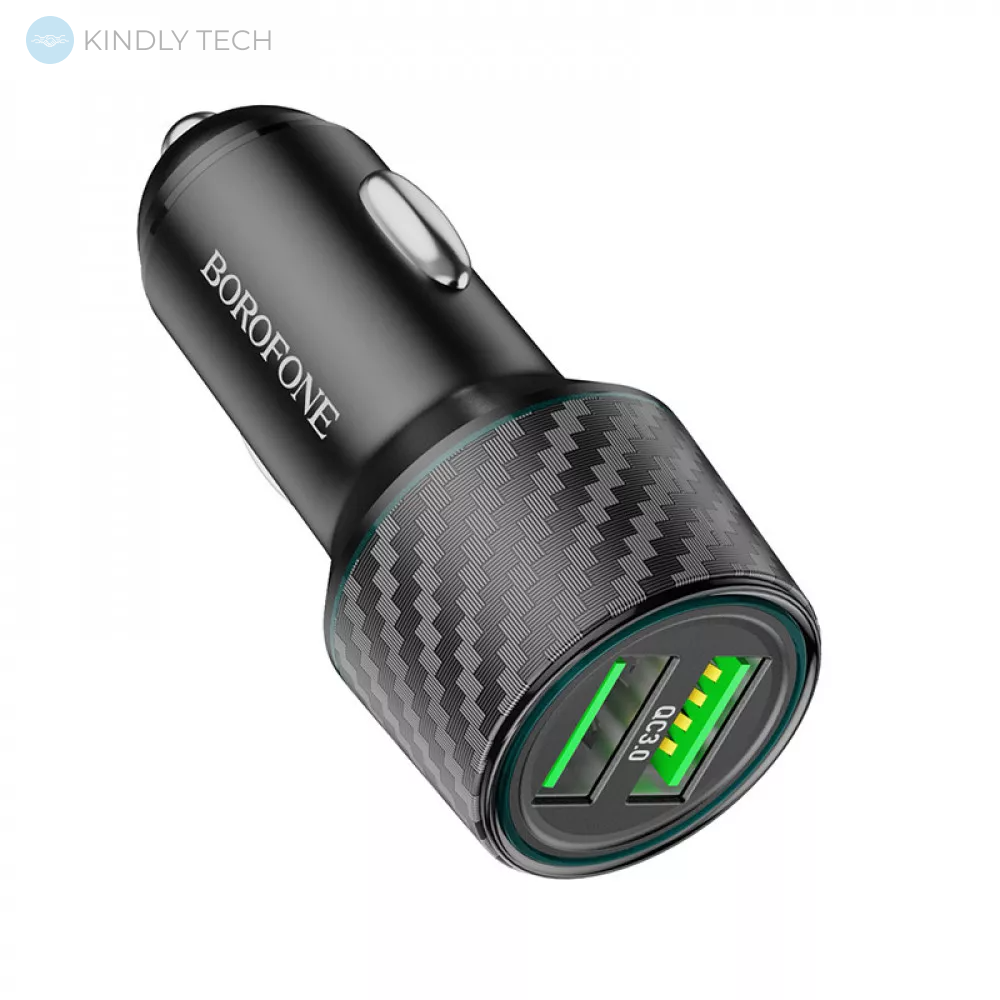 Автомобильное зарядное устройство Car Charger | 30W | PD | QC3.0 USB C Cable (1m) — Borofone BZ21 — Black