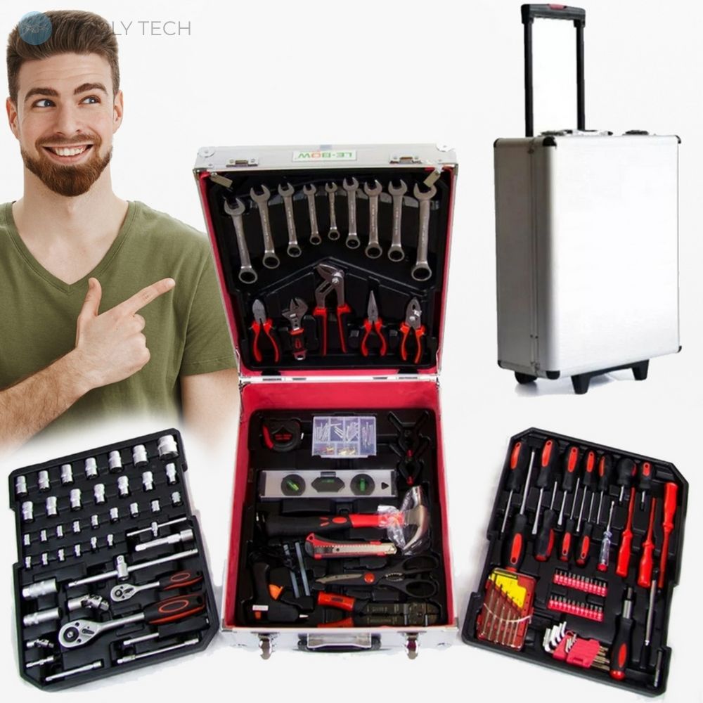 Універсальний великий набір інструментів для дому та ремонту авто Tool Box Set 408 предметів з трещетка в валізі на коліщатках