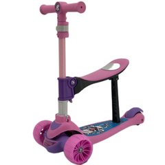 Самокат дитячий з підсвічуванням та сидіням Scooter XKG-003Z триколісний, Рожевий