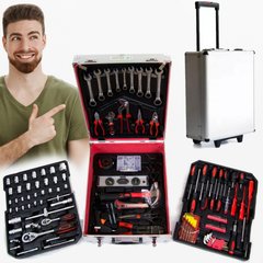 Универсальный большой набор инструментов для дома и ремонта авто Tool Box Set 408 предметов с трещёткой в чемодане на колёсиках