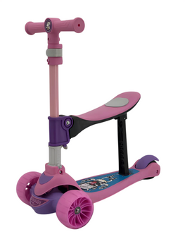 Самокат дитячий з підсвічуванням та сидіням Scooter XKG-003Z триколісний, Рожевий