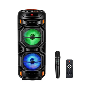 Мощная портативная Bluetooth колонка ZQS 8221 с RGB-подсветкой караоке и беспроводным микрофоном