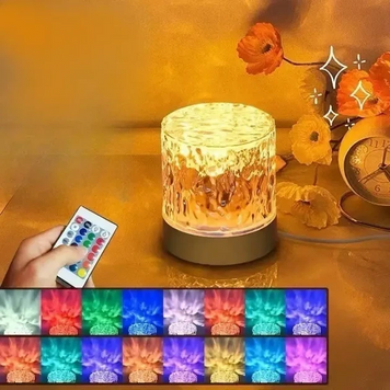 Настільна LED лампа-нічник COBA CB-8026 з RGB проекцією хвиль та пультом керування прозора