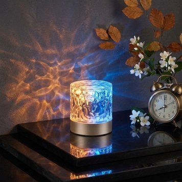 Настільна LED лампа-нічник COBA CB-8026 з RGB проекцією хвиль та пультом керування прозора