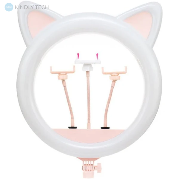 Профессиональная кольцевая лампа "Розовая кошка" на три крепления RK 45 диаметр 50 см