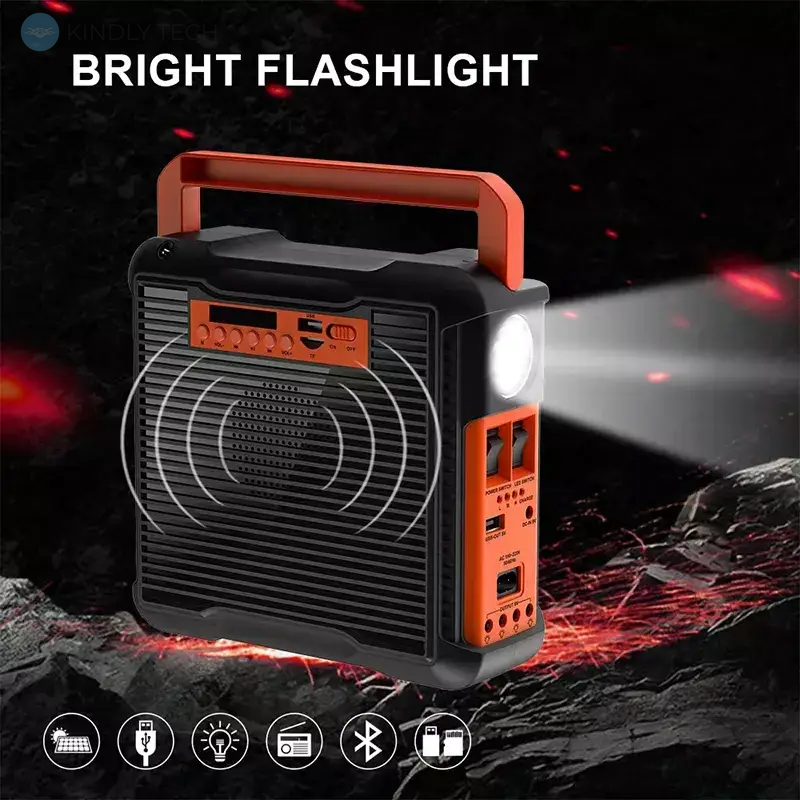 Фонарь PowerBank EP-395 радио/блютуз с солнечной панелью + лампочки
