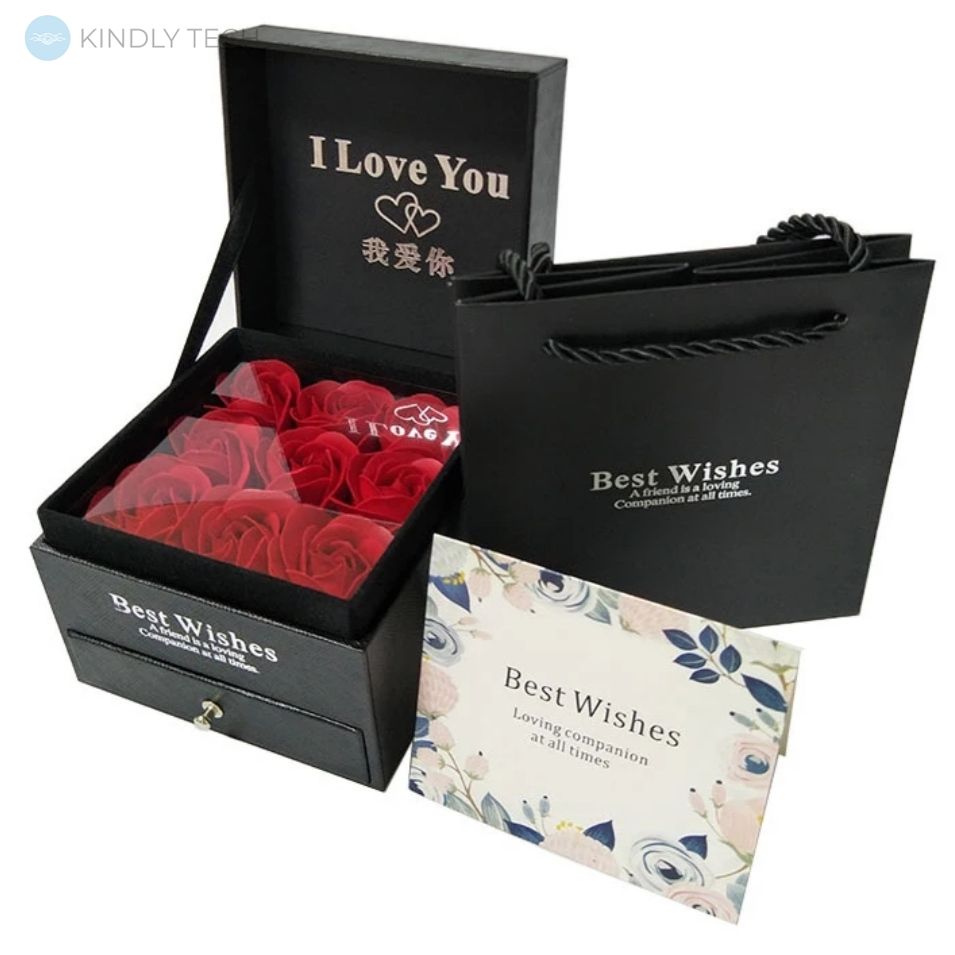 Подарунковий набір мила з дев'яти троянд та кулоном Flower with glass box