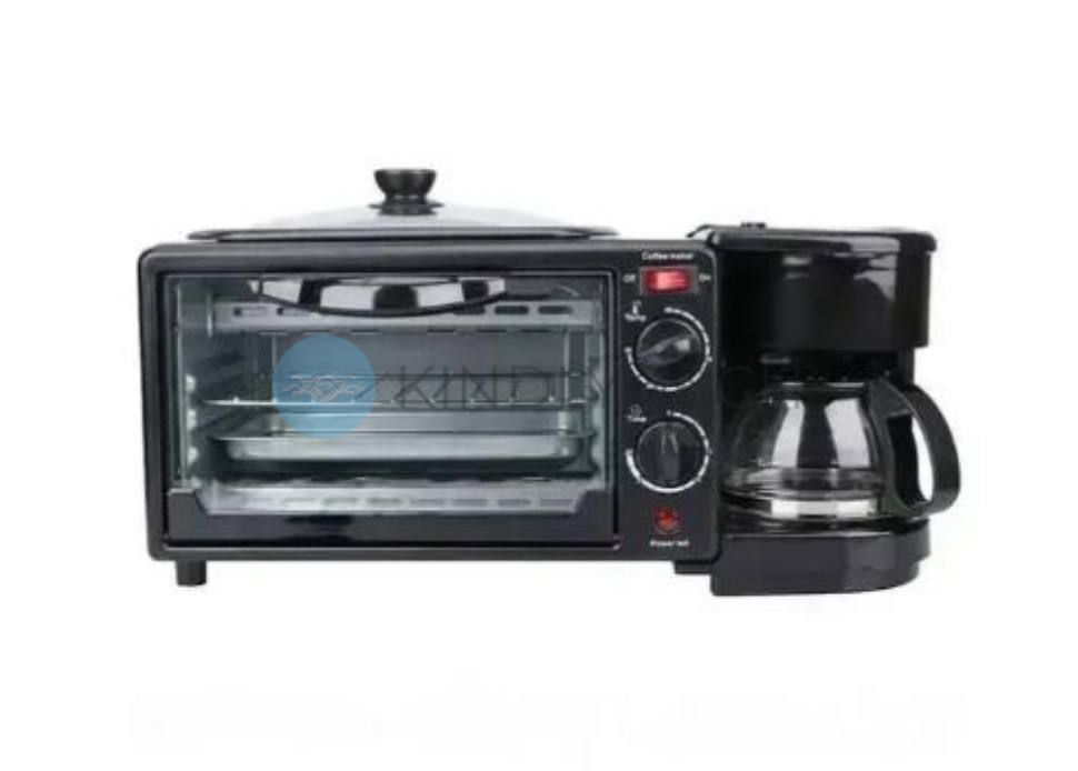 Электрическая печь Rainberg RB‑2286B 3в1 для выпечки с кофеваркой и сковородкой 3800Вт черная