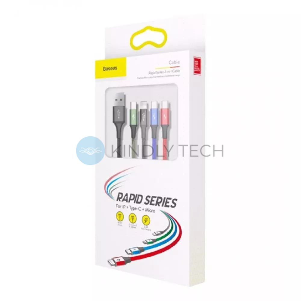 Кабель 4 in 1 ( 2L , M , C ) 3.5A (1.2m) &mdash; Baseus (CA1T4-A01) Rapid Series &mdash; Black